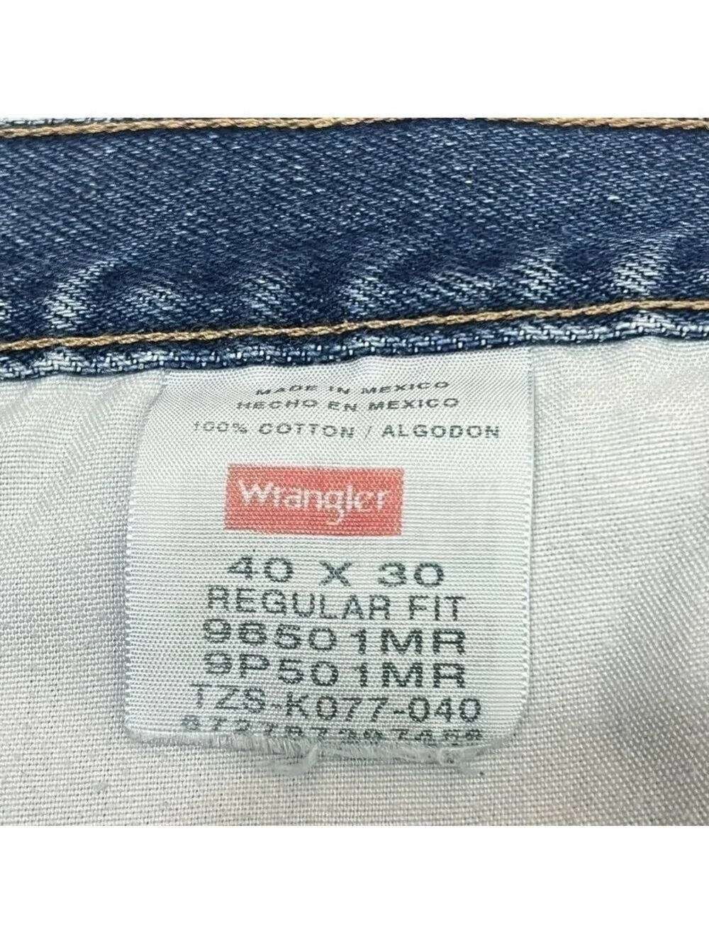 WRANGLER Men's Size 40x30 Regular Fit Straight Leg Denim Jeans